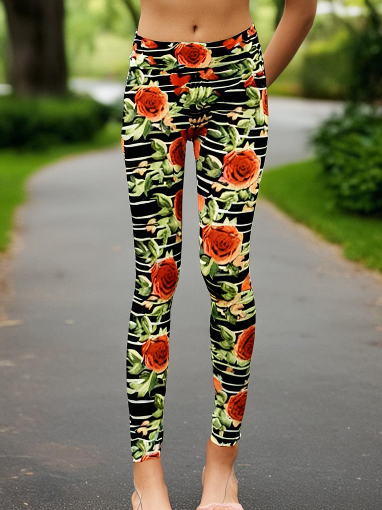 Lularoe Red Rose Leggings