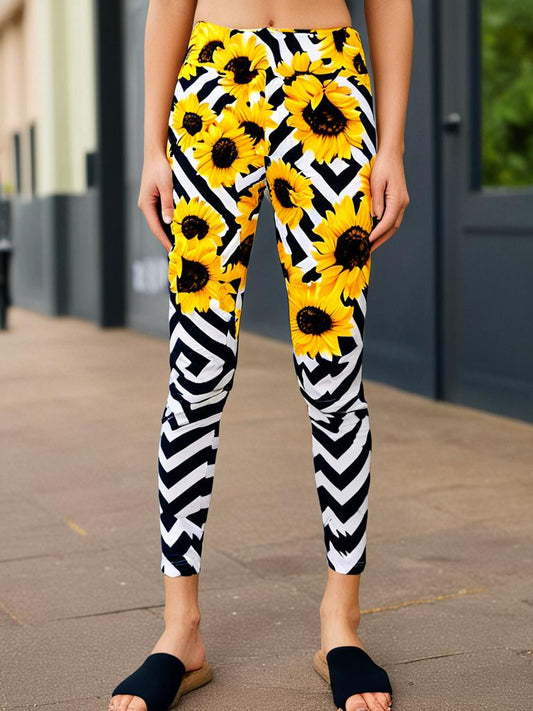 Lularoe Yellow and Sunflowers Leggings