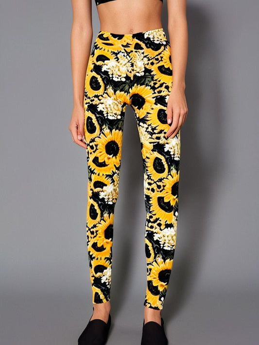 Lularoe Orange and Sunflowers Leggings