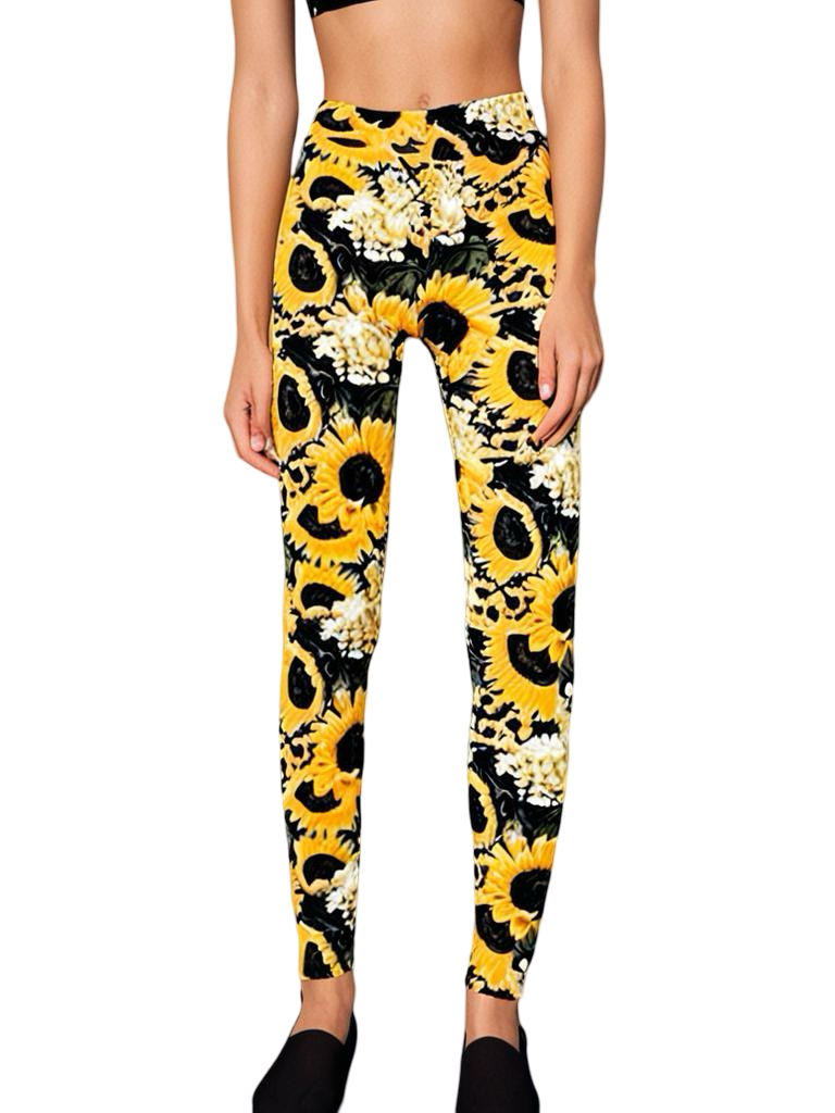 Lularoe Orange and Sunflowers Leggings
