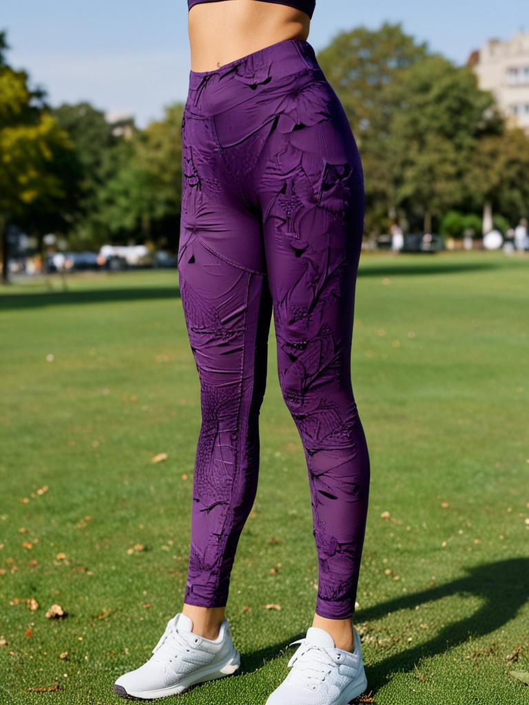 Lularoe Purple and Black Island Print Leggings