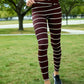 Lularoe Dark Red and Pink Petite Lines Leggings