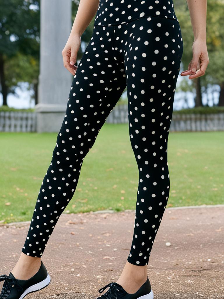 Lularoe Black and Cream Mini Polka Dots Leggings