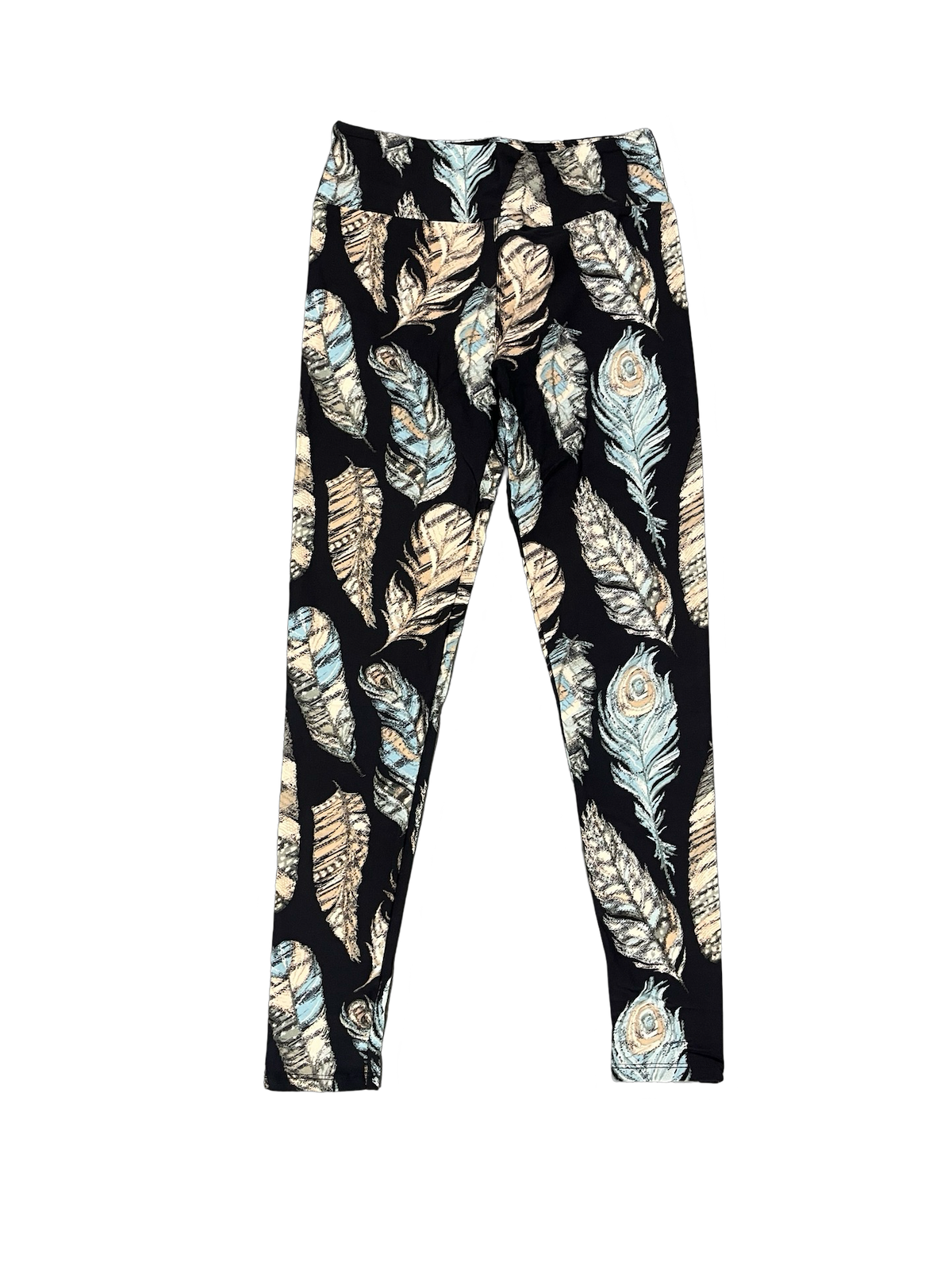 Lularoe Black and White Faded Feathers Leggings