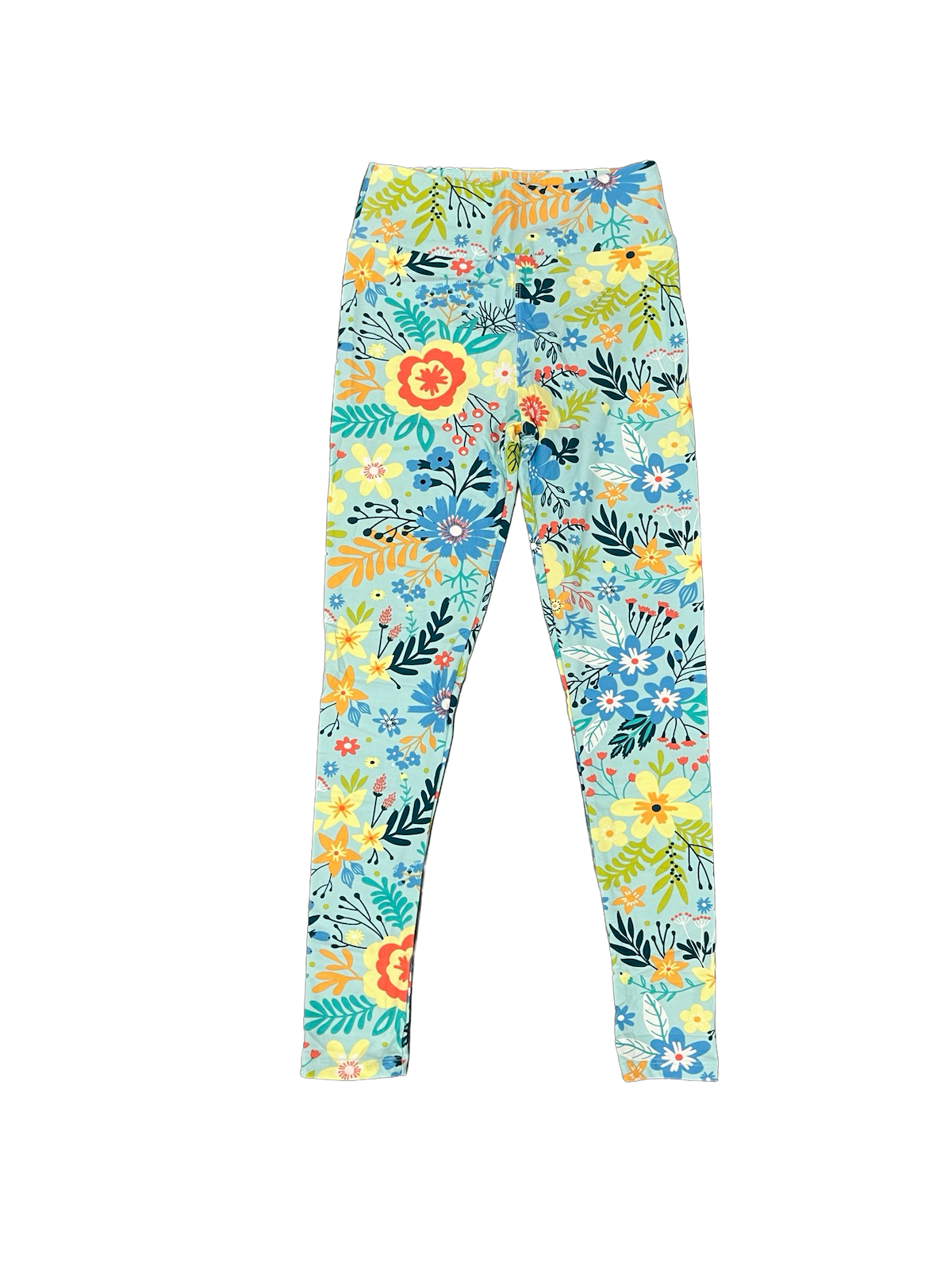 Lularoe Light Blue and Flower Patch Leggings