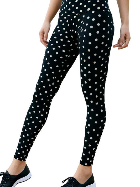 Lularoe Black and Cream Mini Polka Dots Leggings