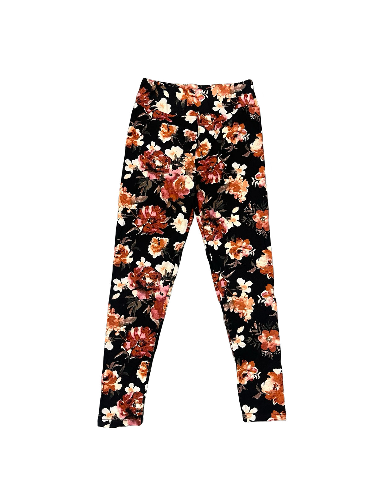 Lularoe Black and Red Flowers Leggings